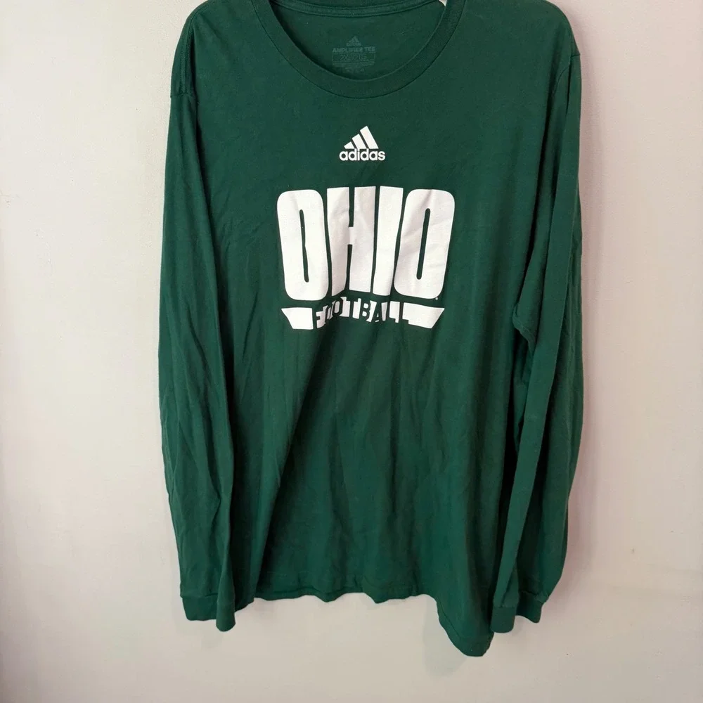 Adidas Mens Ohio Football Long‎ Sleeve Amplifier Tee Green 2XL EK0188